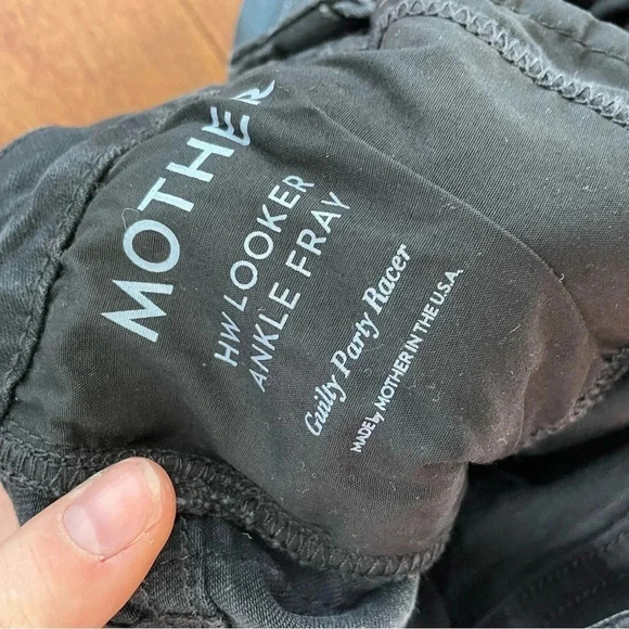 MOTHER HW Looker Ankle Fray Guilty Party Racer Black Skinny Jeans Rae Edge Pant - Picture 12 of 14